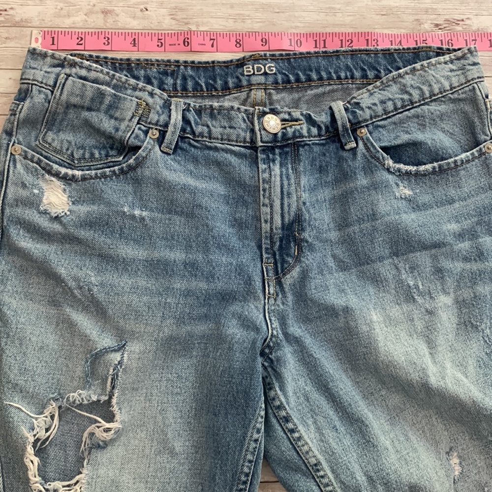 BDG Medium Wash Distressed High Rise Slim Boyfriend Jeans - Picture 8 of 13